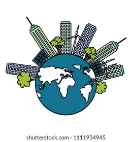 save the planet earth with cityscape ecology
