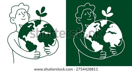 Save The Planet Earth Day Concept with Girl Holding Globe Illustration