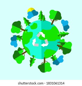 Save the planet. Earth day, green earth, vector illustration.