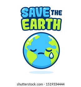 Save the planet, Earth hug drawing. Cute cartoon Earth Day vector clip art illustration.