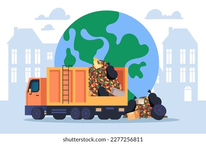 Save planet earth waste garbage environmental ecology concept. Vector graphic design illustration