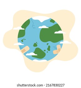 Salvemos el planeta, la Tierra está herida y en parches, se divide por todo el planeta, la destrucción de todas las cosas vivas, el mantenimiento de la vida