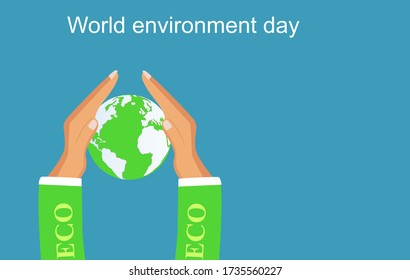  save the planet, Ecological concept, hands holds the earth, vector illustration,