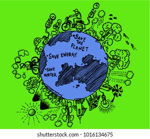 save the planet, save energy, save water, globe, concept