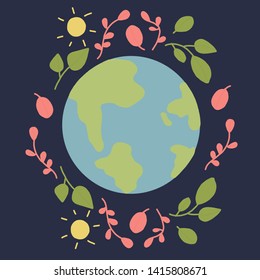 save the planet and flowers and leaves