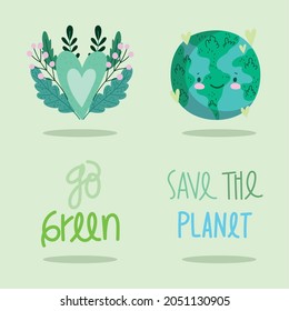 save the planet, go green icons