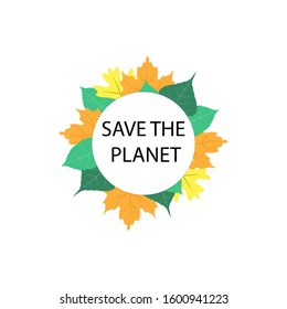 Save the planet. Graphic image with colorful crown.