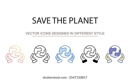 Save the Planet icon design with white background stock illustration
