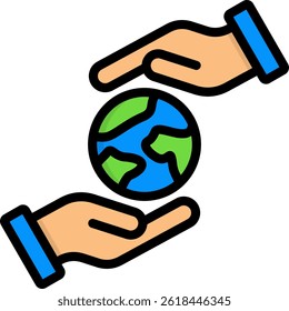 Save The Planet Icon Lineal Color Vector Illustration