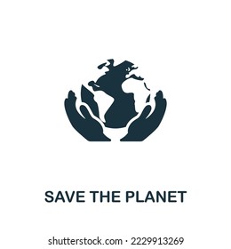 Save The Planet icon. Monochrome simple Sustainability icon for templates, web design and infographics