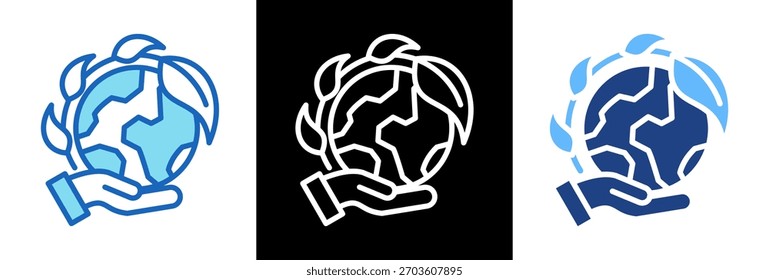 Save The Planet Icon tripplestyle Vector Illustration