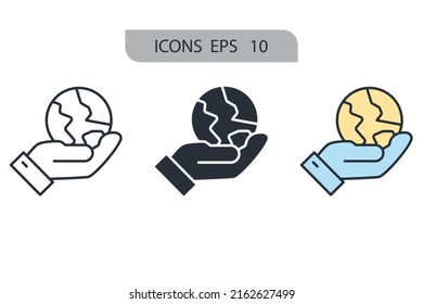 save the planet icons  symbol vector elements for infographic web