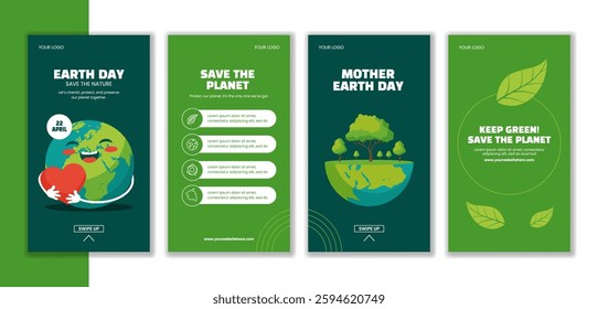 Save the Planet Illustration for Earth Day Social Media Stories
