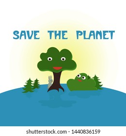 Save the planet. Illustration for kids.