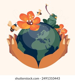 Save the planet illustration vector design