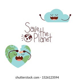 save the planet label icon vector illustration design