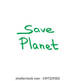 save planet lettering in doodle style in vector. text for ecology concept