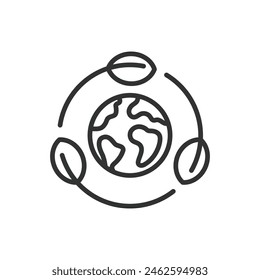 Save planet, in line design. Save, planet, earth, environment, green, conservation, eco on white background vector. Save planet editable stroke icon.