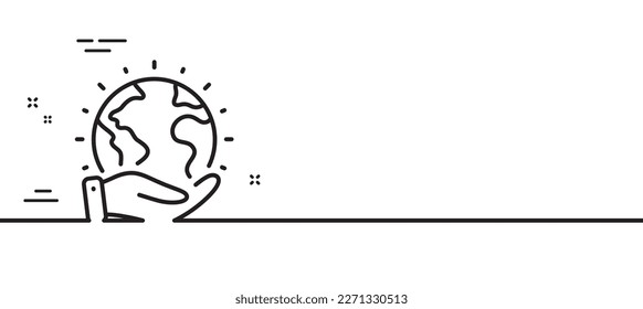 Save planet line icon. Earth environment sign. Green ecology symbol. Minimal line illustration background. Save planet line icon pattern banner. White web template concept. Vector