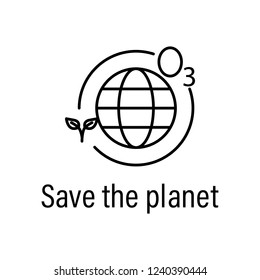 save, planet outline icon with name