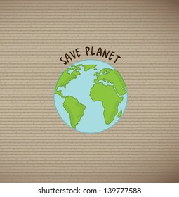 save planet over grunge background vector illustration