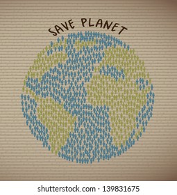 save planet over grunge background vector illustration