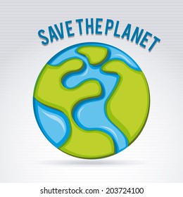 save the planet over white background vector illustration