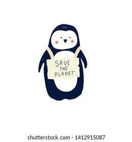 Save Planet Penguin Say Stock Vector (Royalty Free) 1412915087 ...