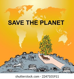 Save The Planet, poster and banner vector