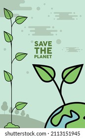 save the planet poster with plant