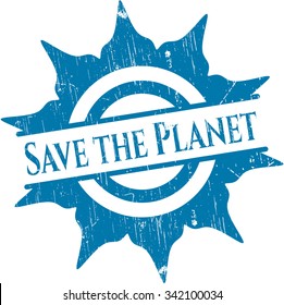 Save the Planet rubber grunge texture stamp