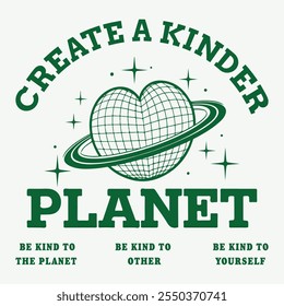 Salve A Camisa Planeta, Kind Planet T-Shirt, Criar um Planeta Jovem Tee, Camisa Ambiental, Kindness Planet Shirt, Disco party. Cartaz de design de impressão gráfica de bola de festa de disco. Crie um amor