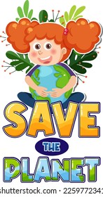 Save the planet text for banner or poster design illustration