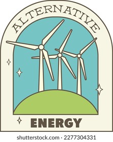 Save the planet in trendy retro cartoon style. Earth Day illustratiom. World Environment Day sticker.