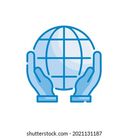 Guardar la ilustración de estilo de icono de colores azules del vector Planet. archivo EPS 10