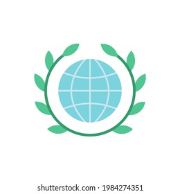 Save planet vector flat color icon. Global peace, international safety. Ecology and environmental protection. Zero waste benefit. Cartoon style clip art for mobile app. Isolated RGB illustration
