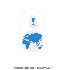 Save the planet vector illustration. Sad bear hold the planet. 
