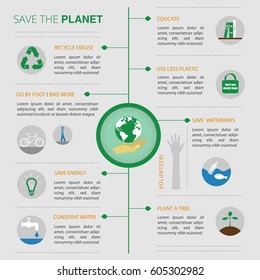 Save the planet. Vector infographic elements