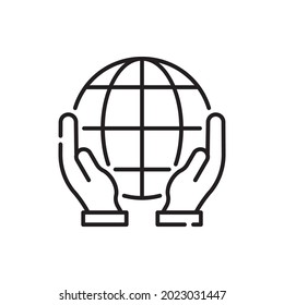 Guardar la ilustración de estilo de icono de contorno del vector Planeta. archivo EPS 10