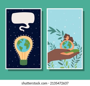save the planet vertical banner set