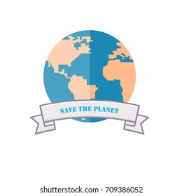 Save the planet.Flat illustration with the Earth