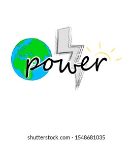 Save the planet.Global scene with planet Earth and lighting.Ecology.