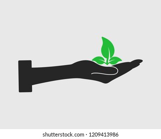 Save Plant Icon on gray background flat style vector eps.