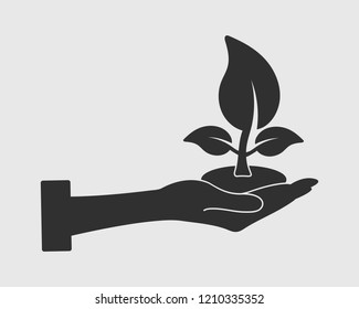 Save Plant Icon on gray background flat style vector eps.