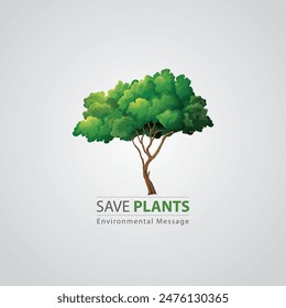 Guardar Planta mensaje ambiental ilustración de fondo.