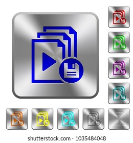 Save playlist engraved icons on rounded square glossy steel buttons