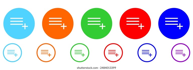 Save playlist icon button - add to playlist button icon - Add, new, plus icon symbol - create icons, more button in filled, thin line, outline and stroke style for apps and website.