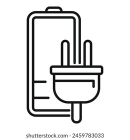 Guardar enchufe el Vector de esquema de energía completa. Acido eléctrico bajo. Estado de recarga bancaria