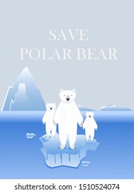 Save polar bear from global warming illustration in vector file