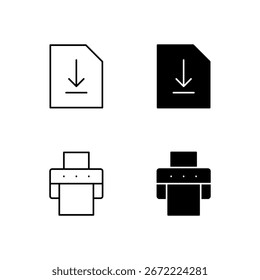 Guardar Imprimir y Colección de iconos en línea y estilo sólido